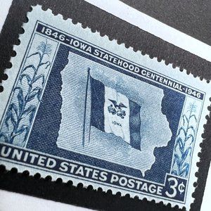 Iowa Framed Postage Stamp Art 4x4 USA #942